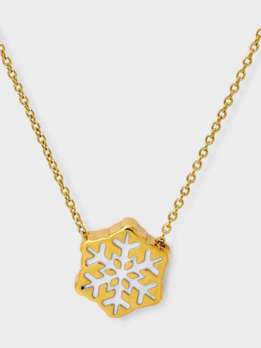 Tiny Tags 14k Gold Plated Snowflake Enamel Pendant Necklace NWT